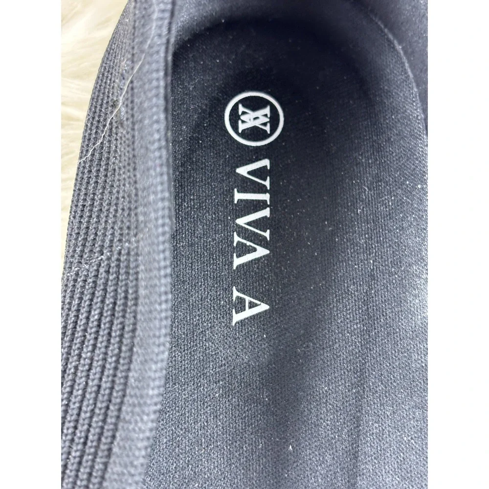 VIVAIA Margot 2.0 Flats 39 US 8 Black Square Toe V Cut Knit Sustainable Chic